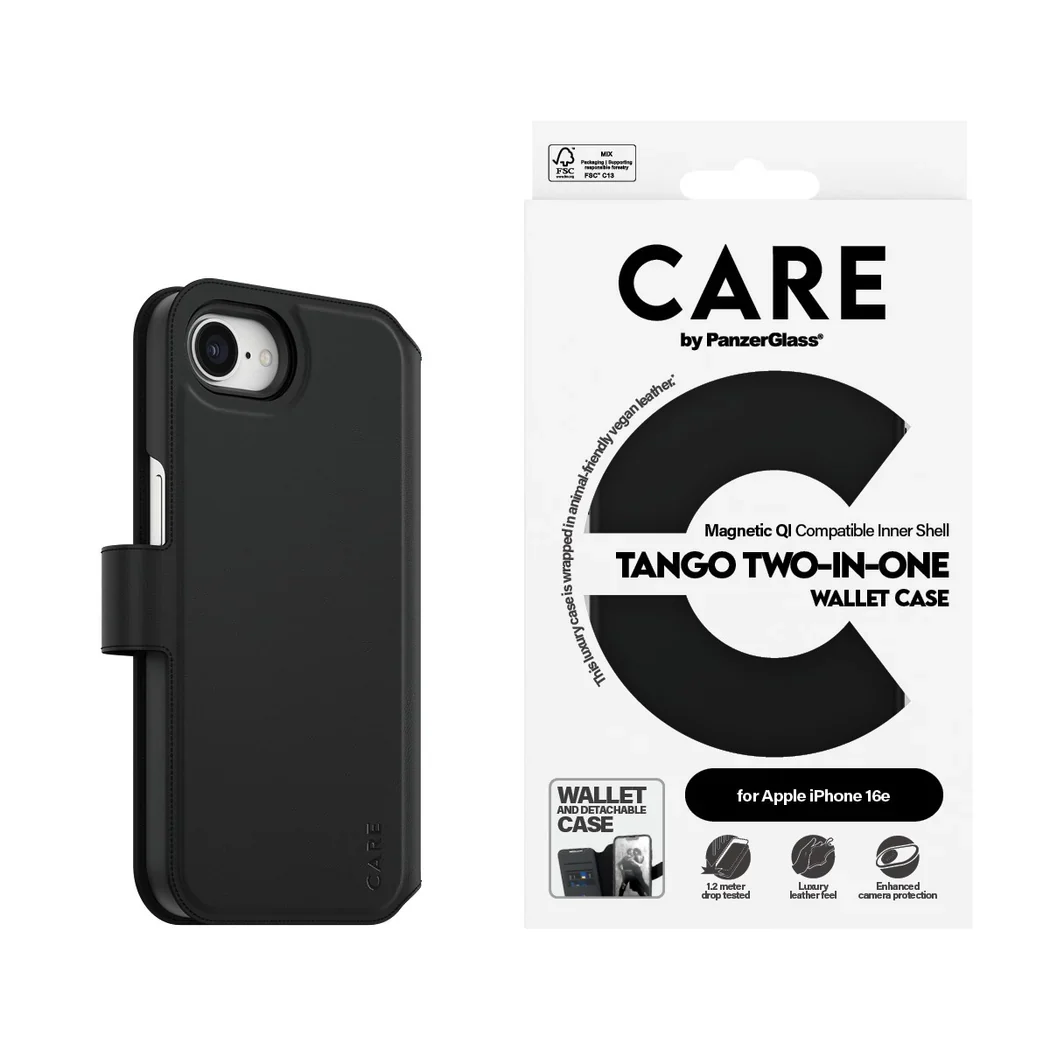 PanzerGlass Tango 2 in 1 Wallet Case iPhone 16e / SE 2025 - Black - Image 3