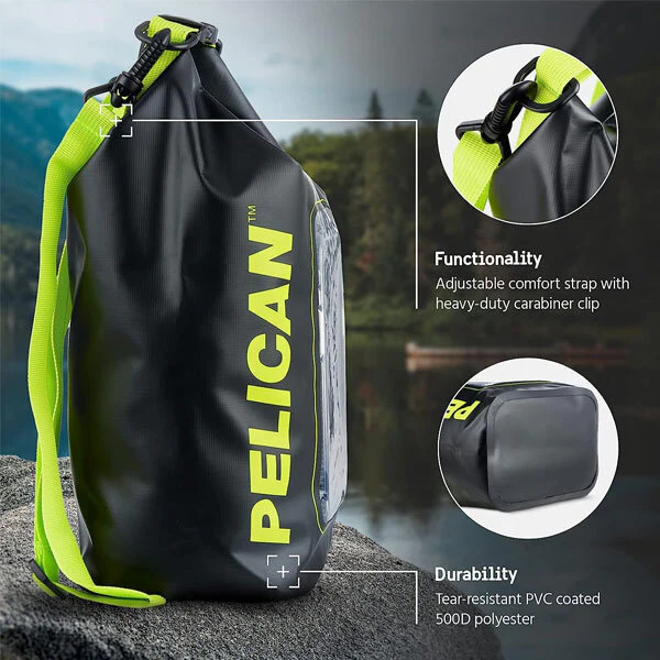 Pelican Marine Waterproof 5L Dry Bag - Black & Neon Yellow - Image 3