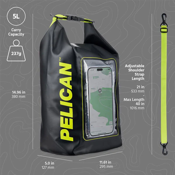 Pelican Marine Waterproof 5L Dry Bag - Black & Neon Yellow - Image 6