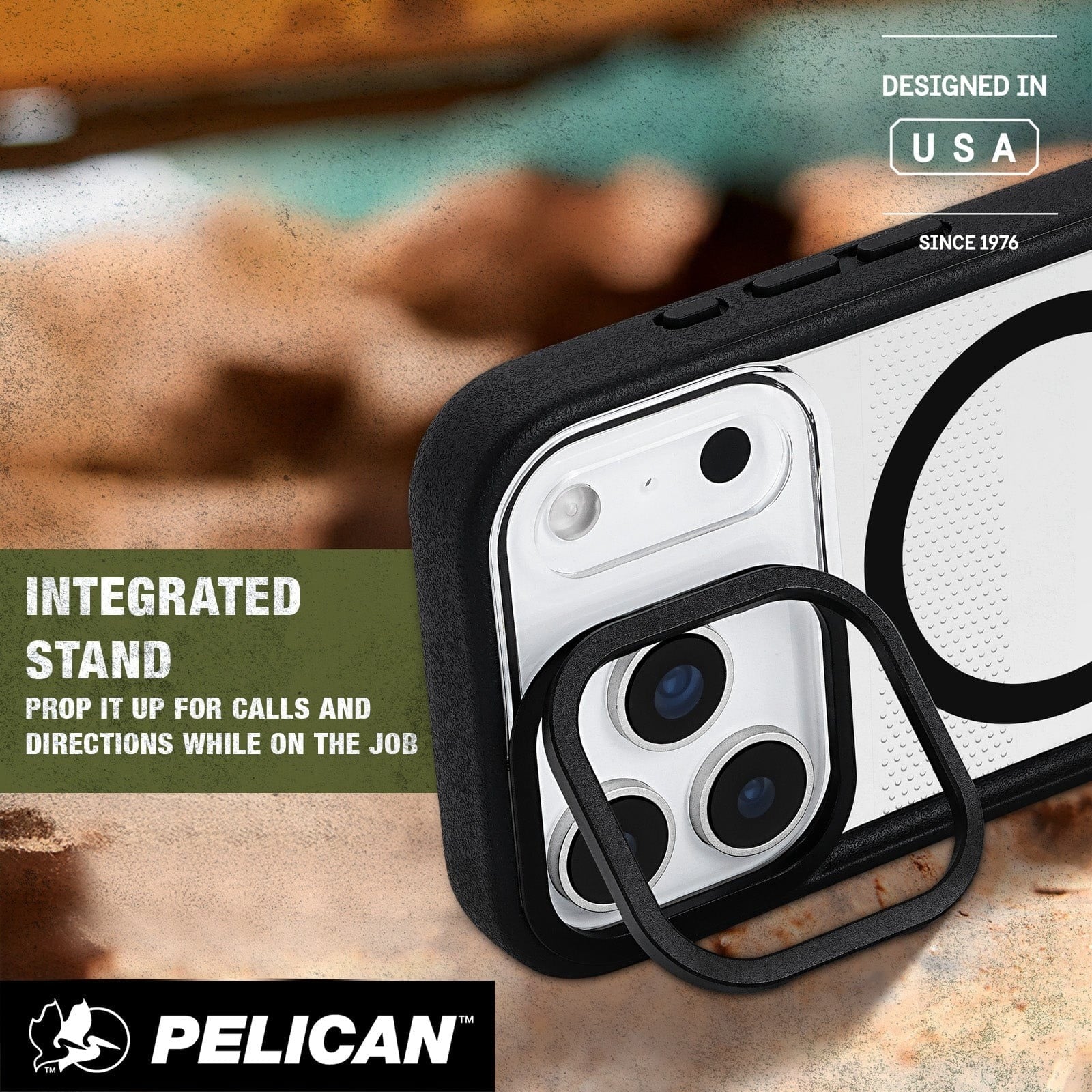Pelican Protector MagSafe Case with Stand for iPhone 17 Pro Max - Clear / Black - Image 2