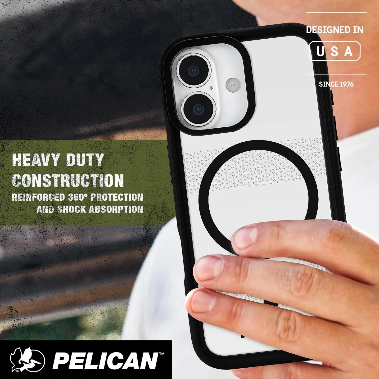 Pelican Protector MagSafe Case with Stand for iPhone 17 Standard 6.3 - Clear / Black - Image 2