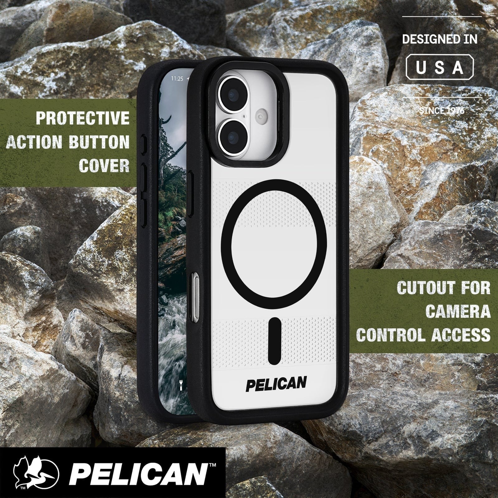 Pelican Protector MagSafe Case with Stand for iPhone 17 Standard 6.3 - Clear / Black - Image 5