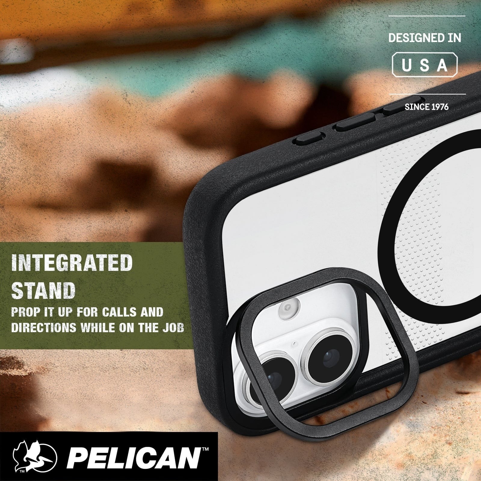 Pelican Protector MagSafe Case with Stand for iPhone 17 Standard 6.3 - Clear / Black - Image 6