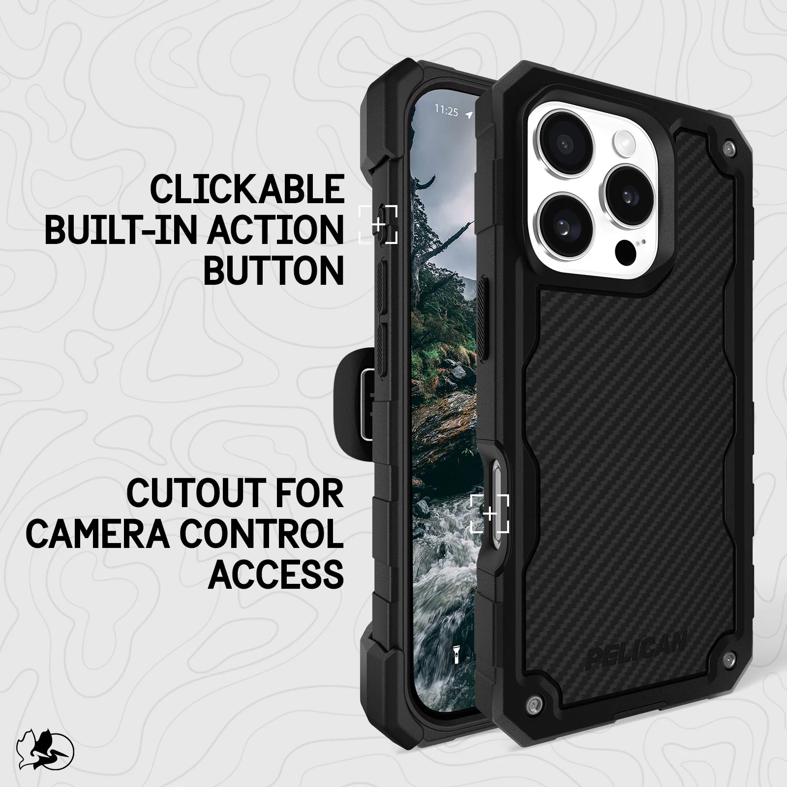 Pelican Shield Magsafe Case with Holster for iPhone 16 Pro - Carbon Fibre Black - Image 8