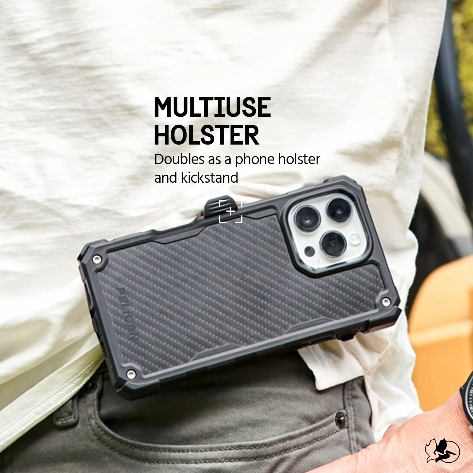 Pelican Shield MagSafe Case with Holster for iPhone 16 Pro Max - Carbon Fibre Black - Image 6