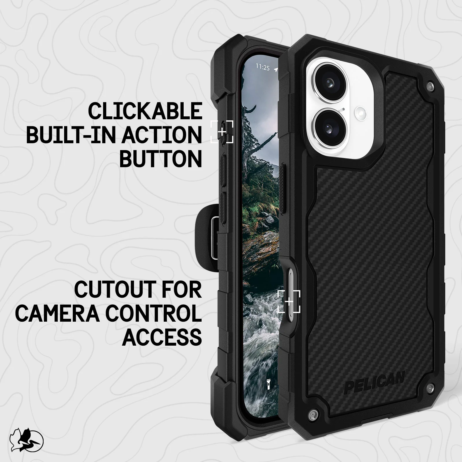 Pelican Shield Magsafe Case with Holster for iPhone 16 Standard - Carbon Fibre Black - Image 7