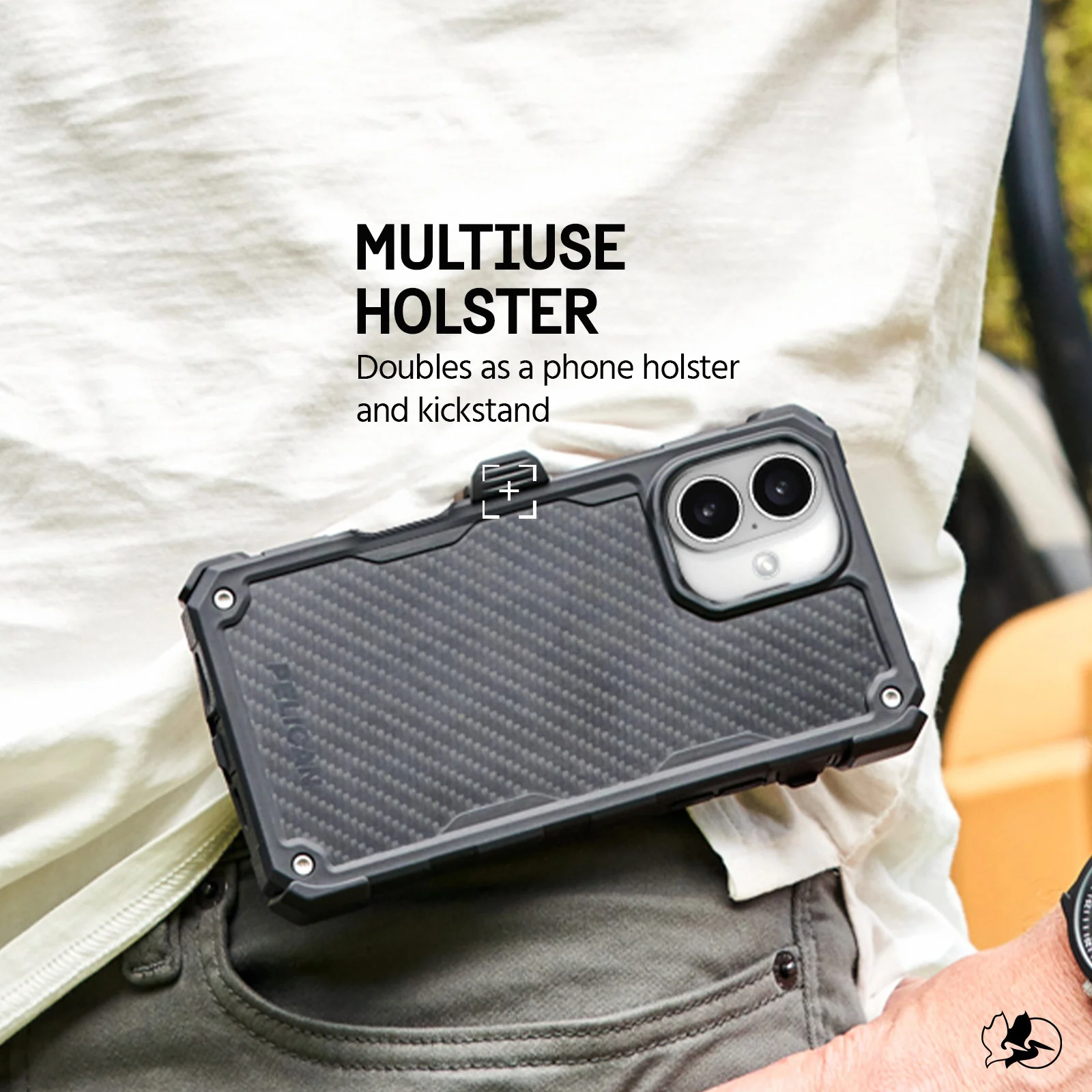 Pelican Shield Magsafe Case with Holster for iPhone 16 Standard - Carbon Fibre Black - Image 8