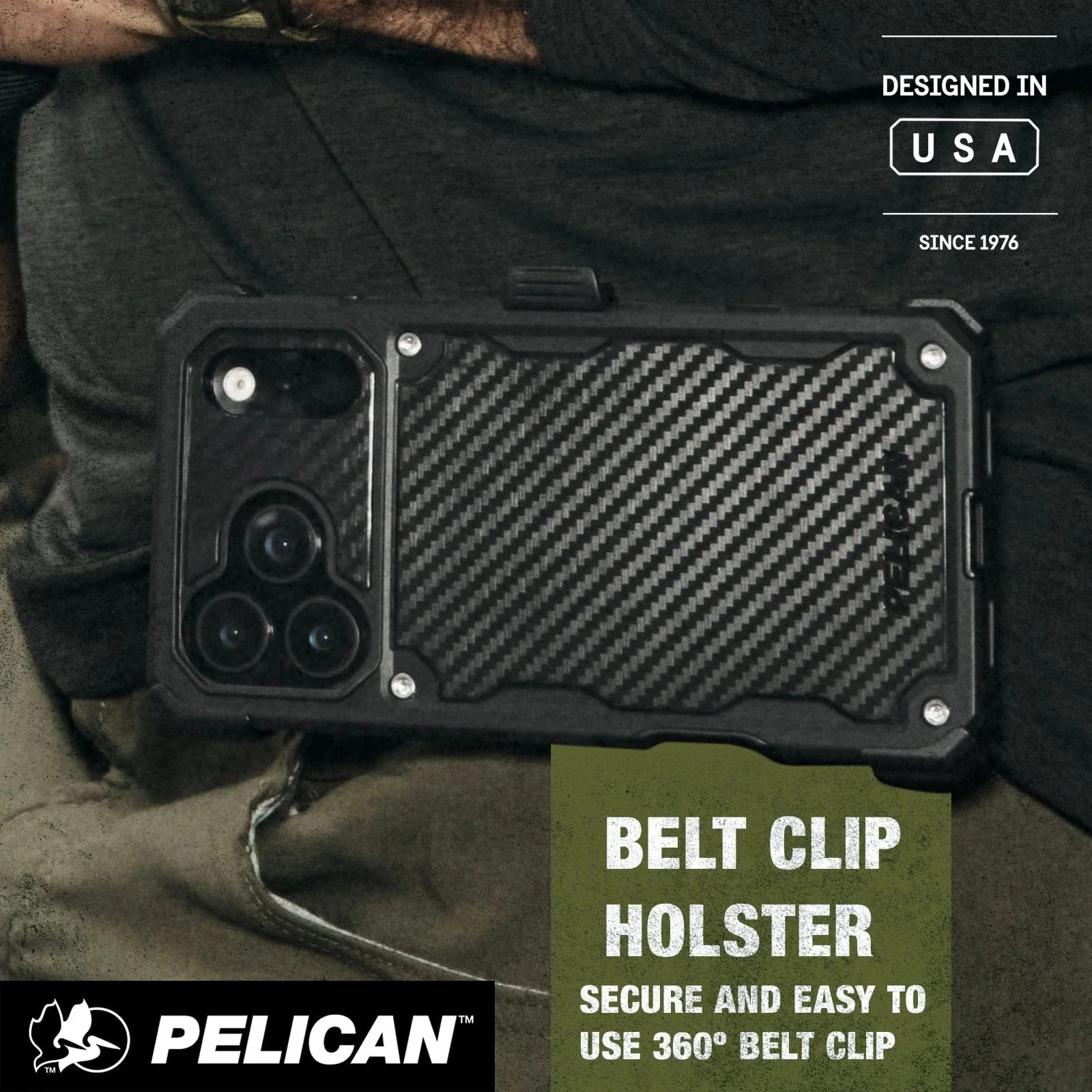 Pelican Shield MagSafe Case with Holster for iPhone 17 Pro Max - Carbon Fiber - Image 3