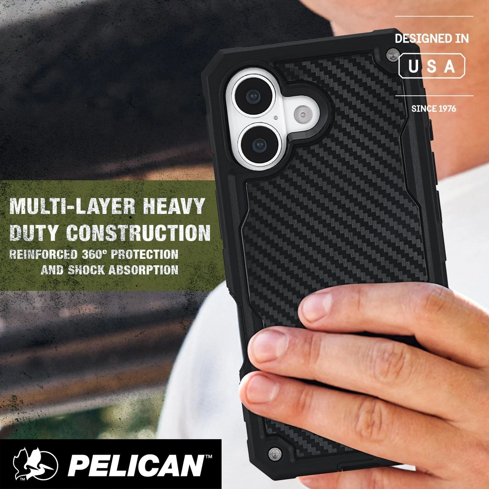 Pelican Shield MagSafe Case with Holster for iPhone 17 Standard 6.3 - Carbon Fiber - Image 2