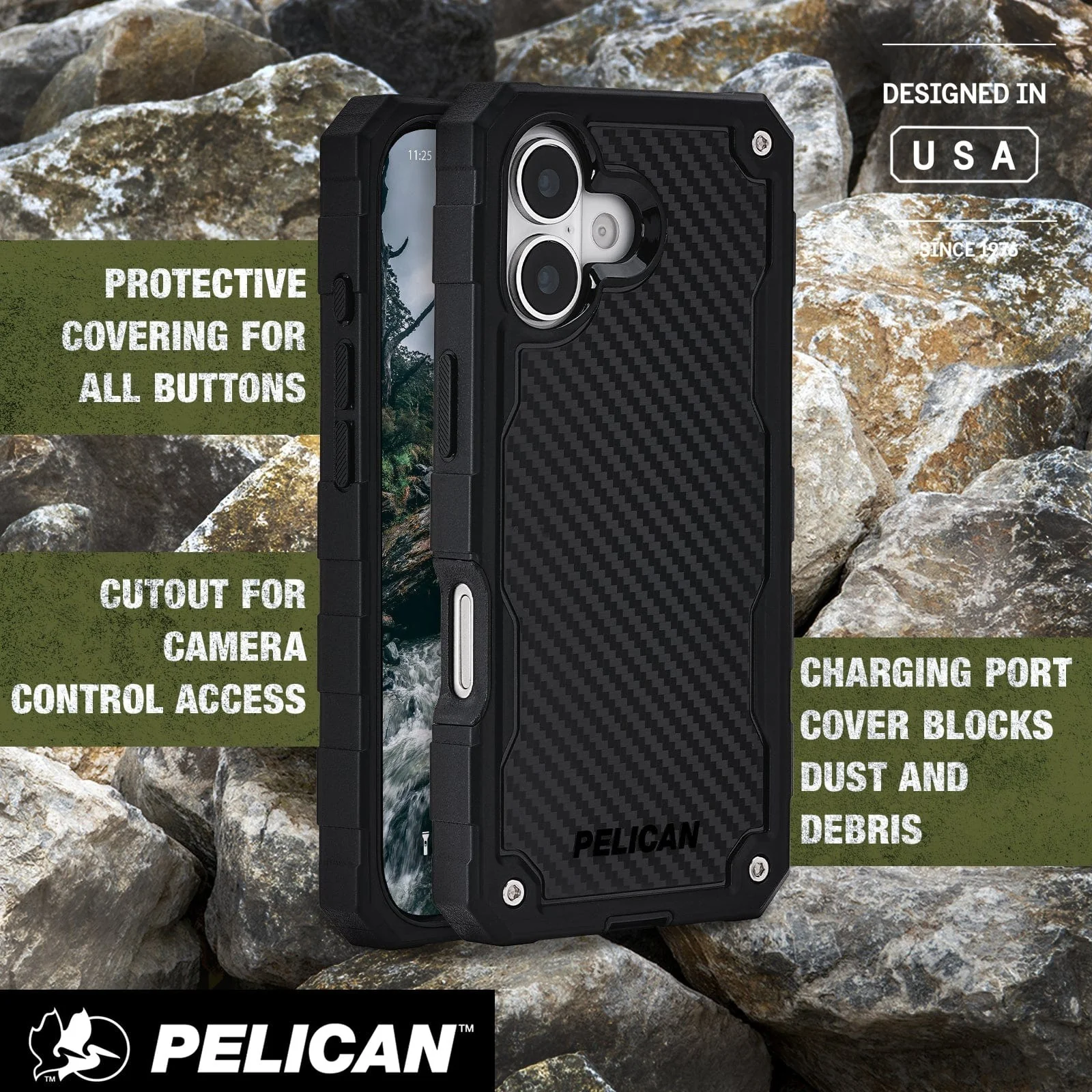 Pelican Shield MagSafe Case with Holster for iPhone 17 Standard 6.3 - Carbon Fiber - Image 3