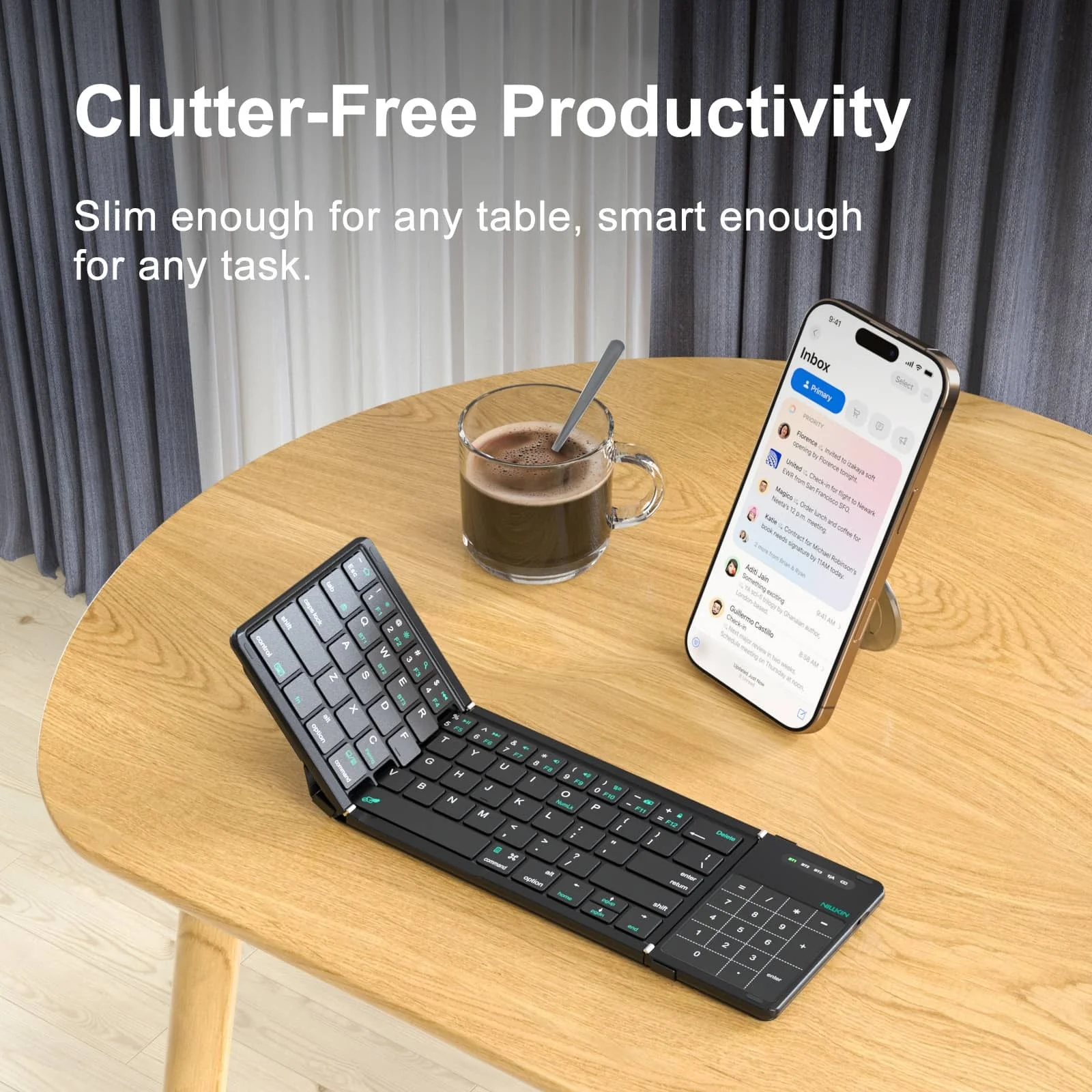 Portable Bluetooth Pocket Keyboard & Trackpad / Numpad Integration - Black - Image 10