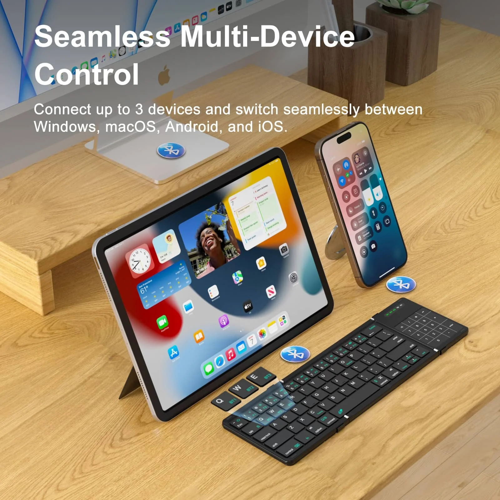 Portable Bluetooth Pocket Keyboard & Trackpad / Numpad Integration - Black - Image 11