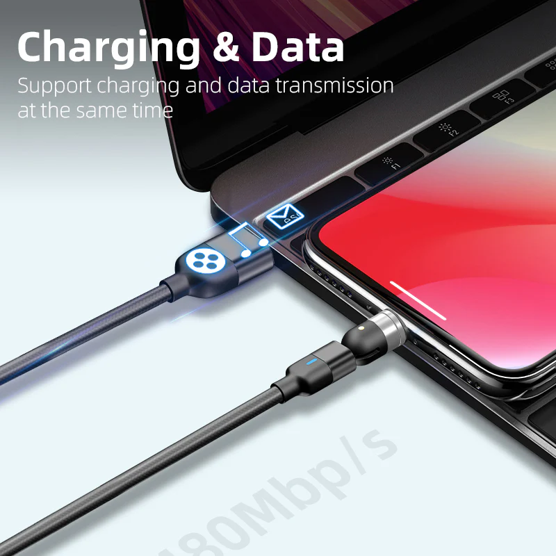 Multi Connectors Magnetic Charge & Data 1M 3A Braided Nylon Cable USB C / Micro USB / Lightning - Image 8