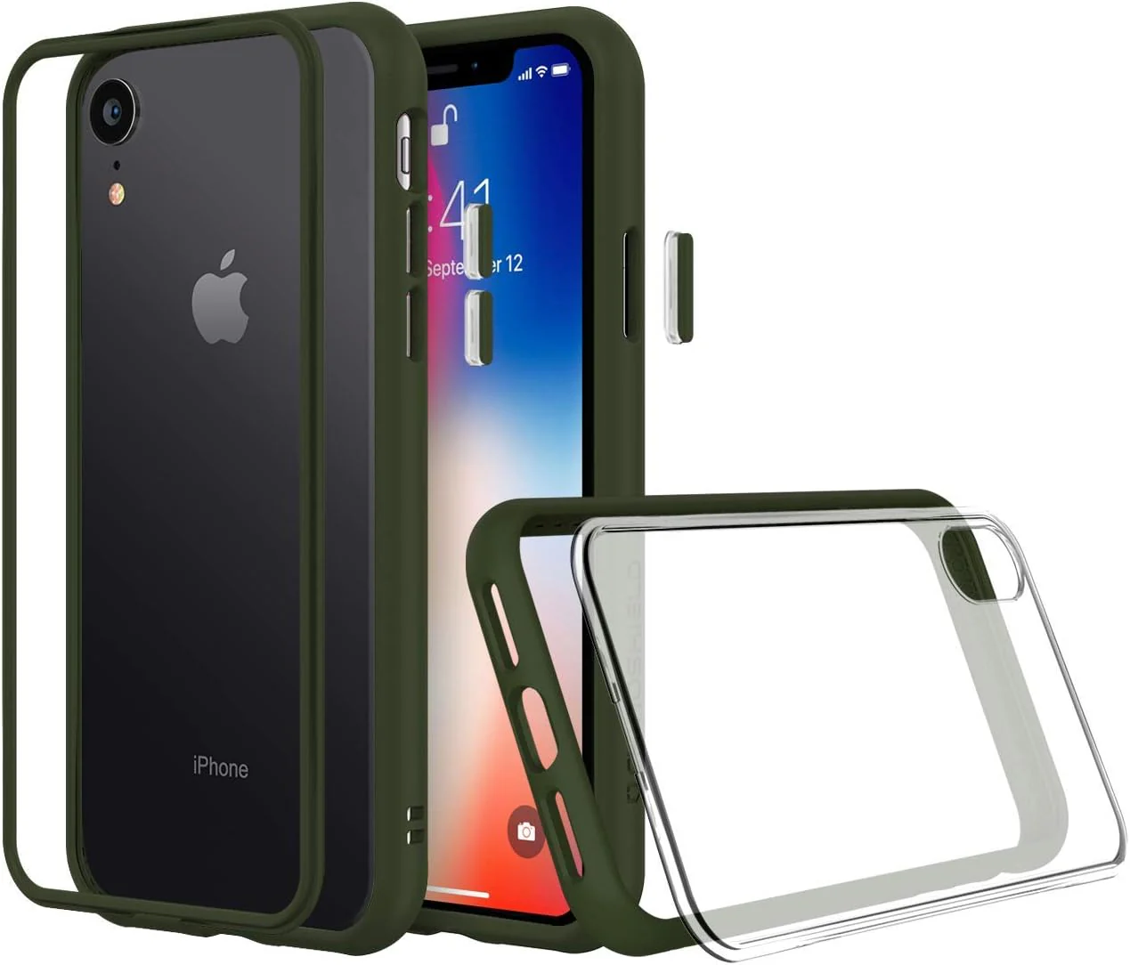 RhinoShield Mod NX Bumper Case & Clear Backplate For iPhone XR - Camo Green - Image 2