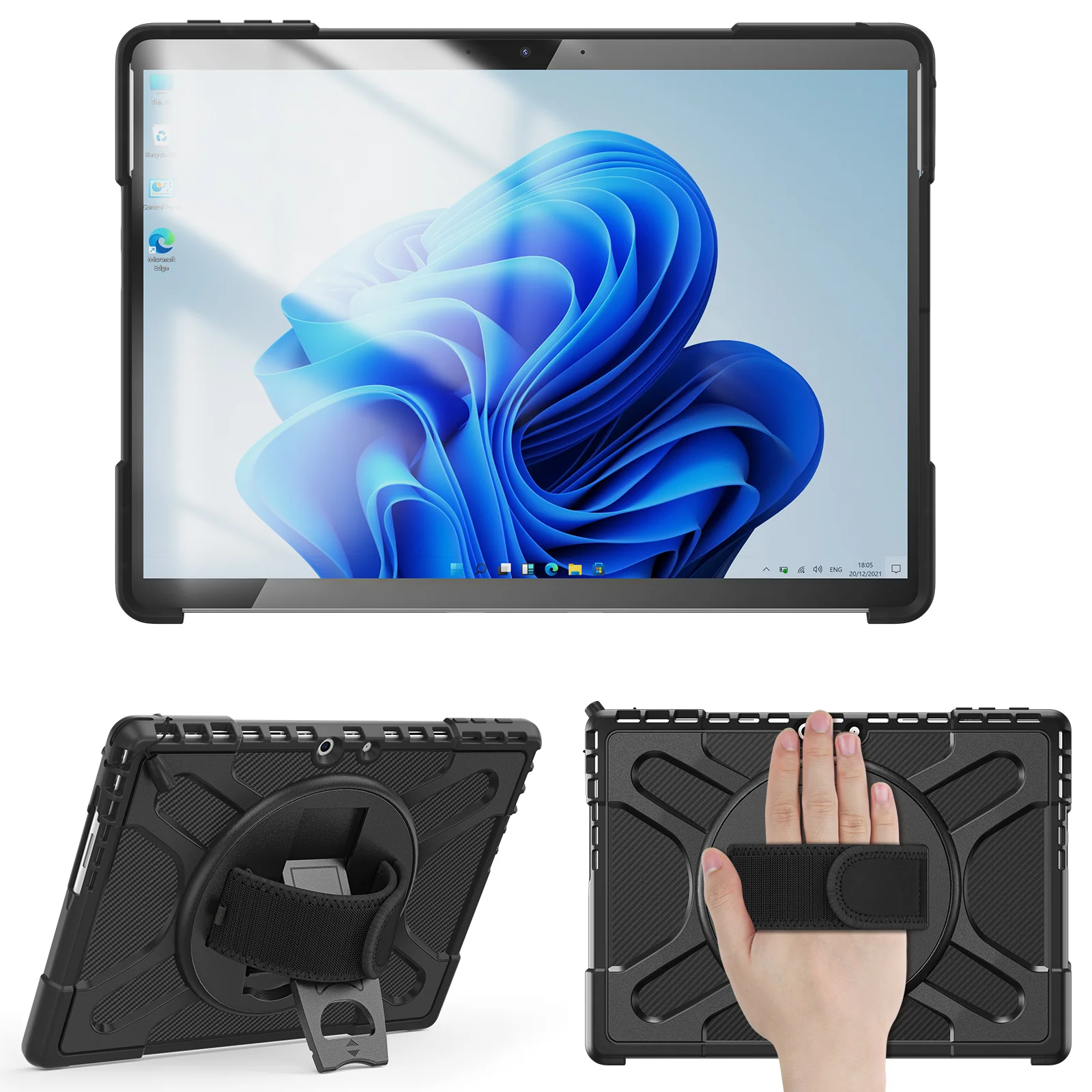 Rugged Case Hand & Shoulder Strap Microsoft Surface Pro 11 / 10 / 9 - Black - Image 3