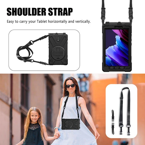 Rugged Case Hand & Shoulder Strap Samsung Tab Active 5 8 inch SM-X300 / X306 - Black - Image 3