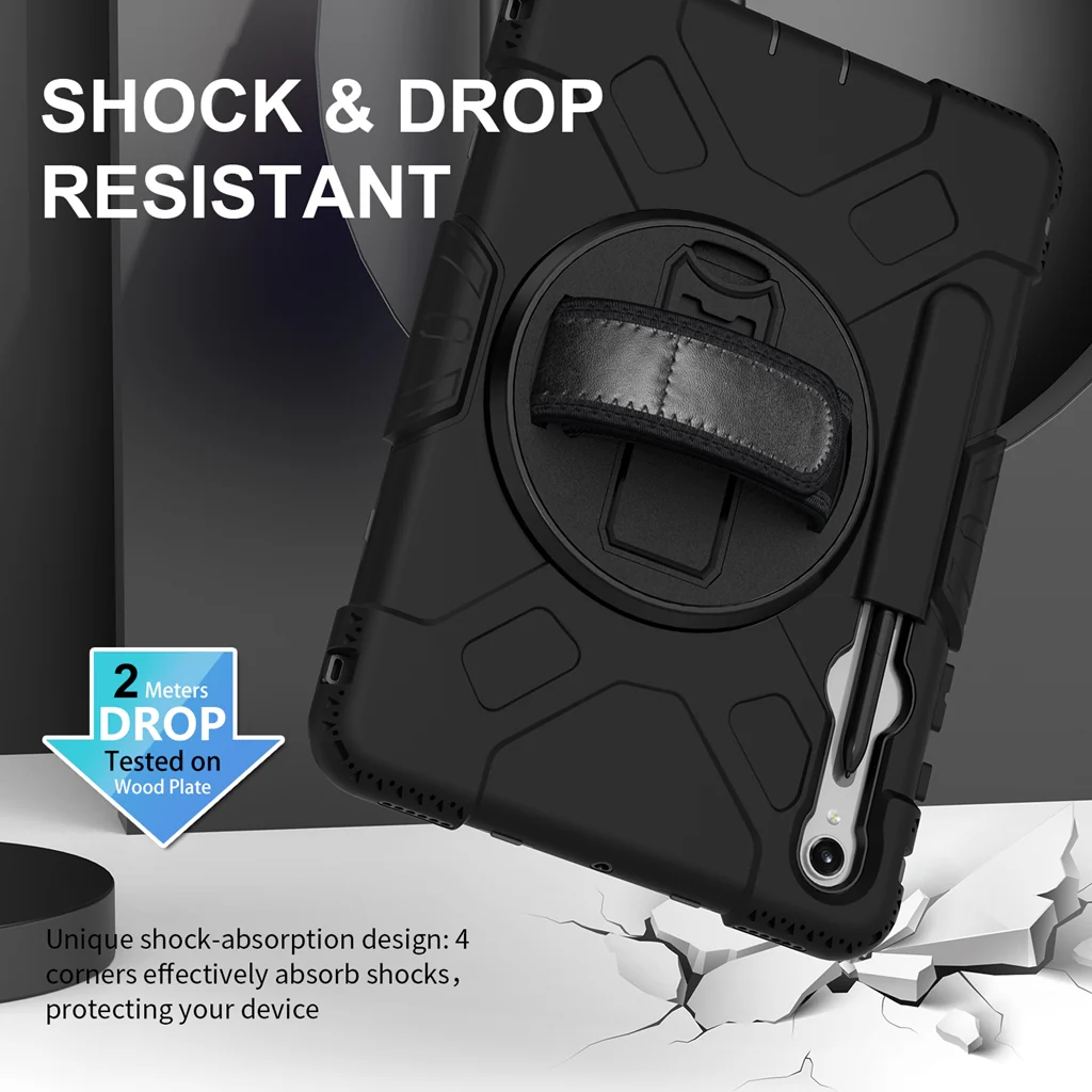 Rugged Case Hand & Shoulder Strap Samsung Tab S10 Lite / FE / S9 / S9 FE - Black - Image 13