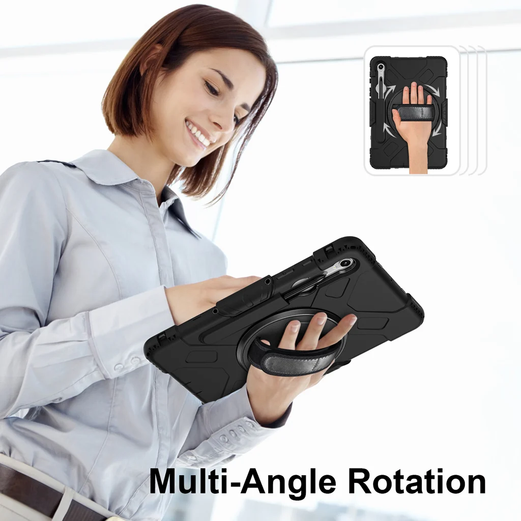 Rugged Case Hand & Shoulder Strap Samsung Tab S10 Lite / FE / S9 / S9 FE - Black - Image 3