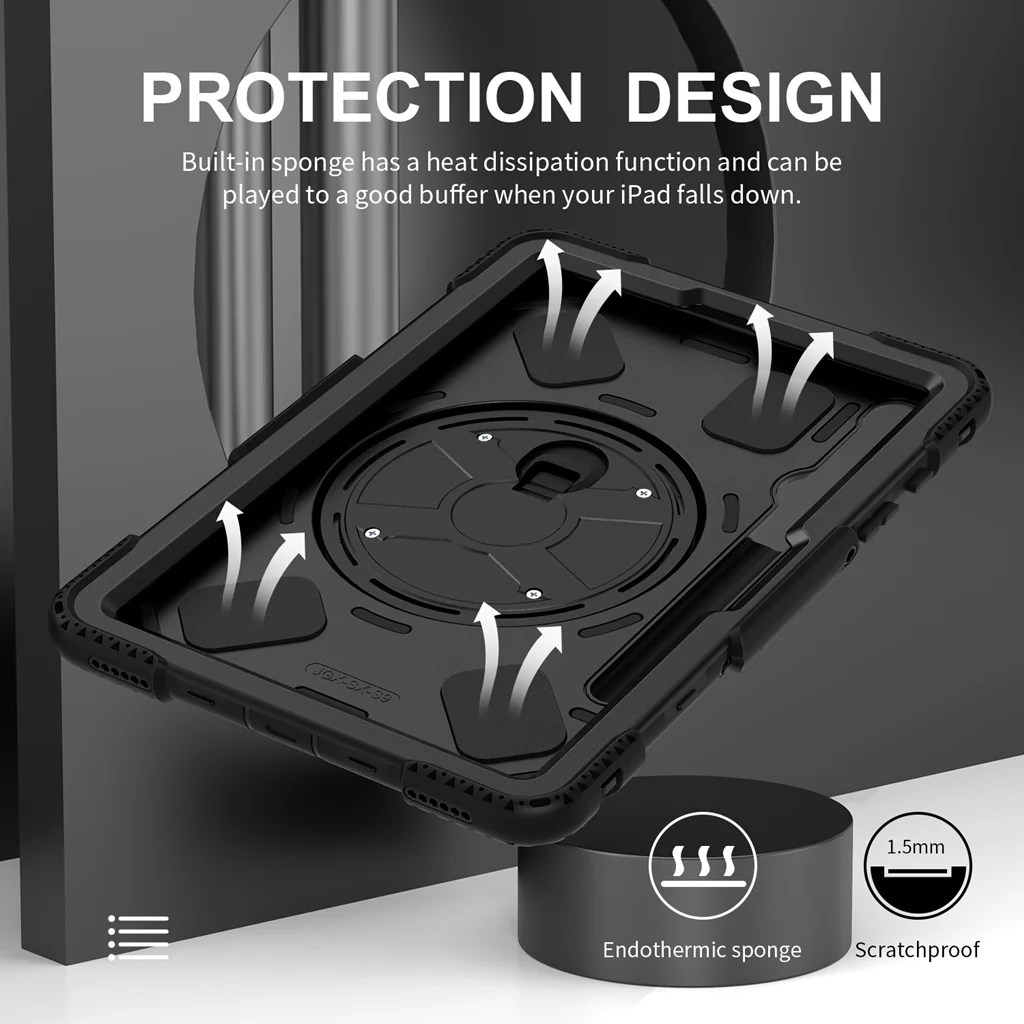 Rugged Case Hand & Shoulder Strap Samsung Tab S10 Lite / FE / S9 / S9 FE - Black - Image 5