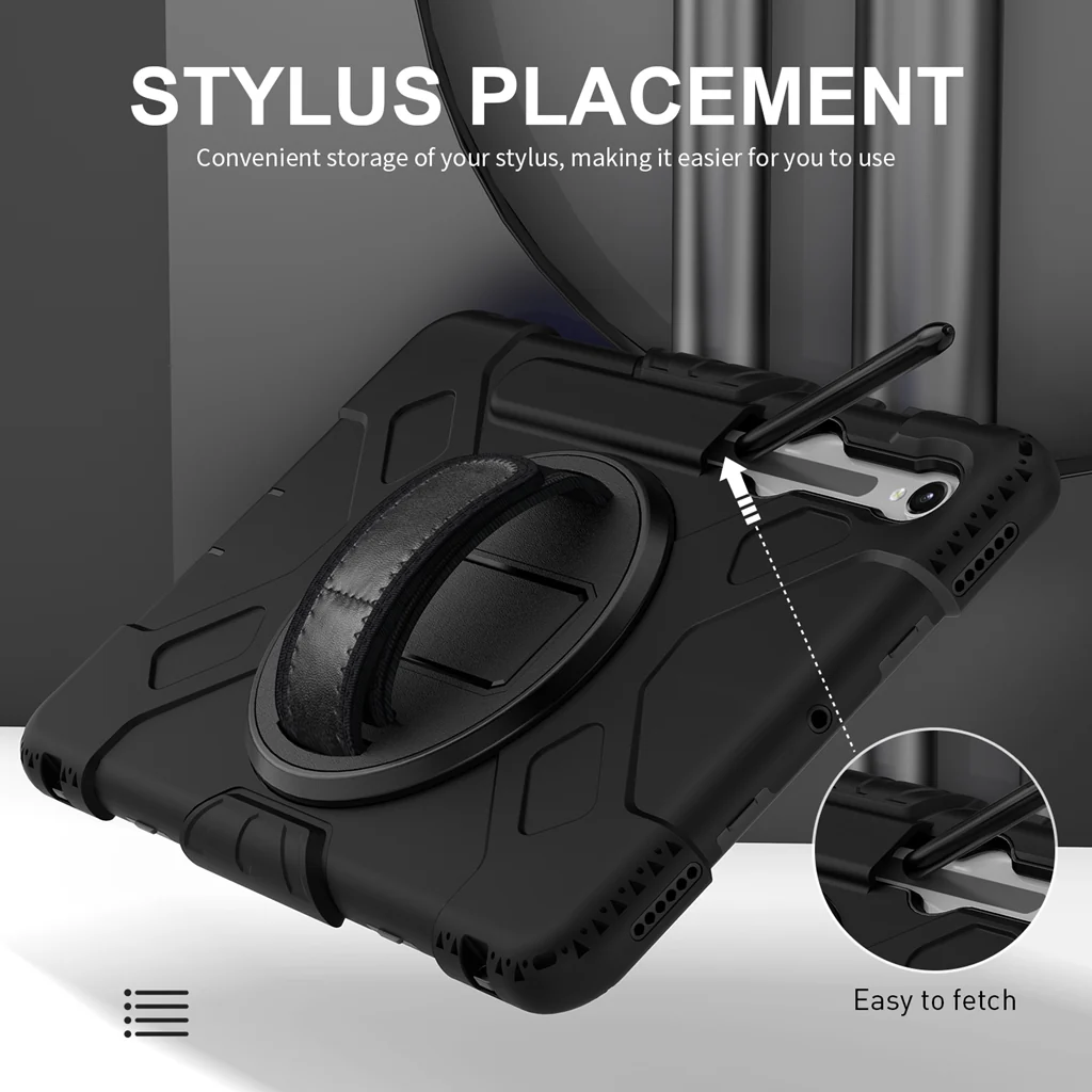 Rugged Case Hand & Shoulder Strap Samsung Tab S10 Lite / FE / S9 / S9 FE - Black - Image 6