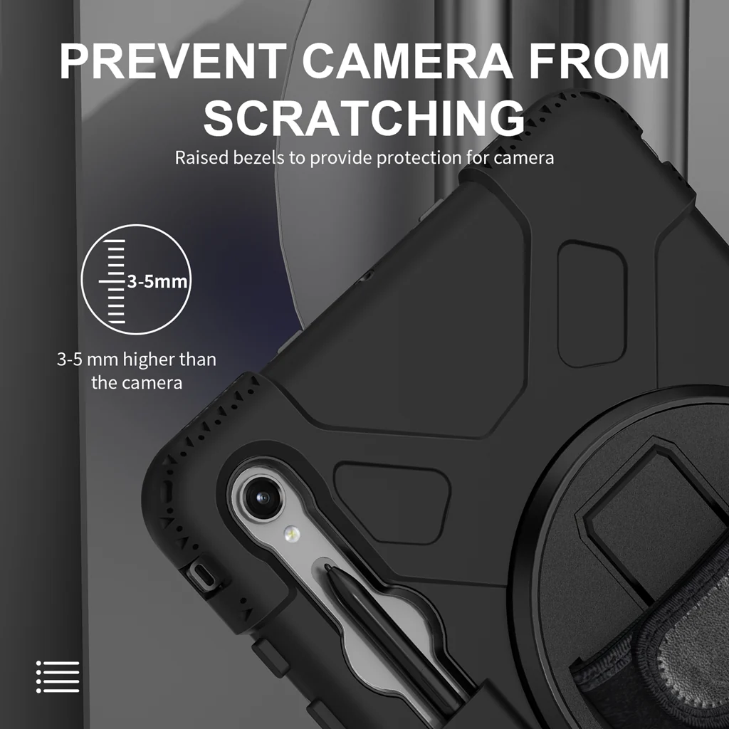 Rugged Case Hand & Shoulder Strap Samsung Tab S10 Lite / FE / S9 / S9 FE - Black - Image 9