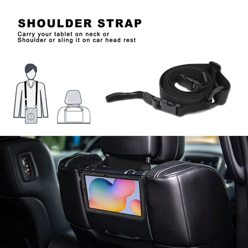 Rugged Case Hand & Shoulder Strap Samsung Tab S6 LITE 10.4 2024 P620 - Black - Image 7