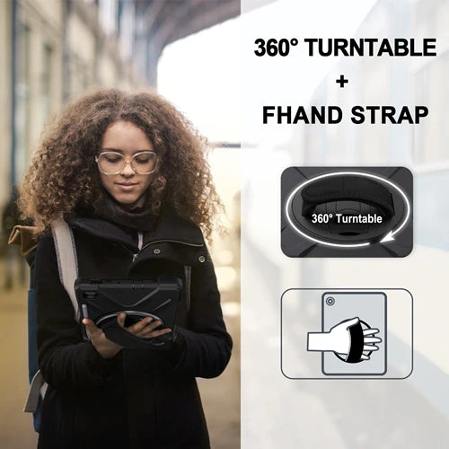 Rugged Case Hand & Shoulder Strap Samsung Tab S6 LITE 10.4 2024 P620 - Black - Image 8
