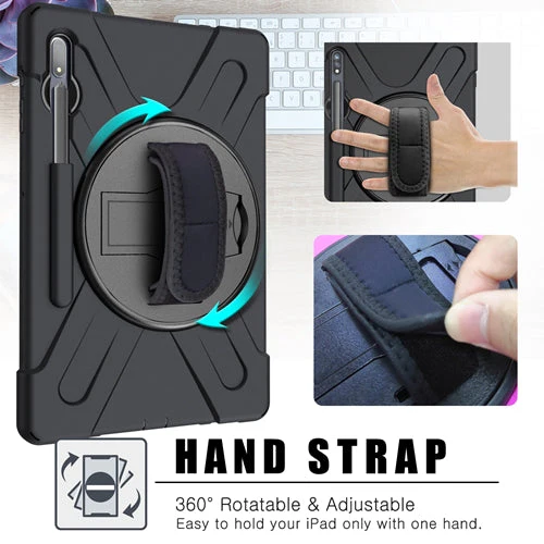 Rugged Case Hand & Shoulder Strap Samsung Tab S8 Ultra 14.6 inch X900 - Black - Image 5