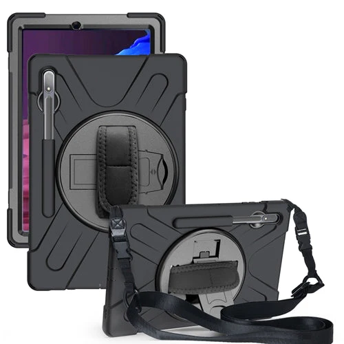 Rugged Case Hand & Shoulder Strap Samsung Tab S8 Ultra 14.6 inch X900 - Black - Image 6