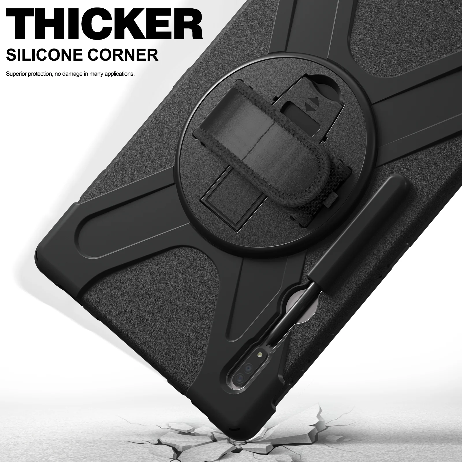 Rugged Case Hand & Shoulder Strap Samsung Tab S8 Ultra 14.6 inch X900 - Black - Image 8