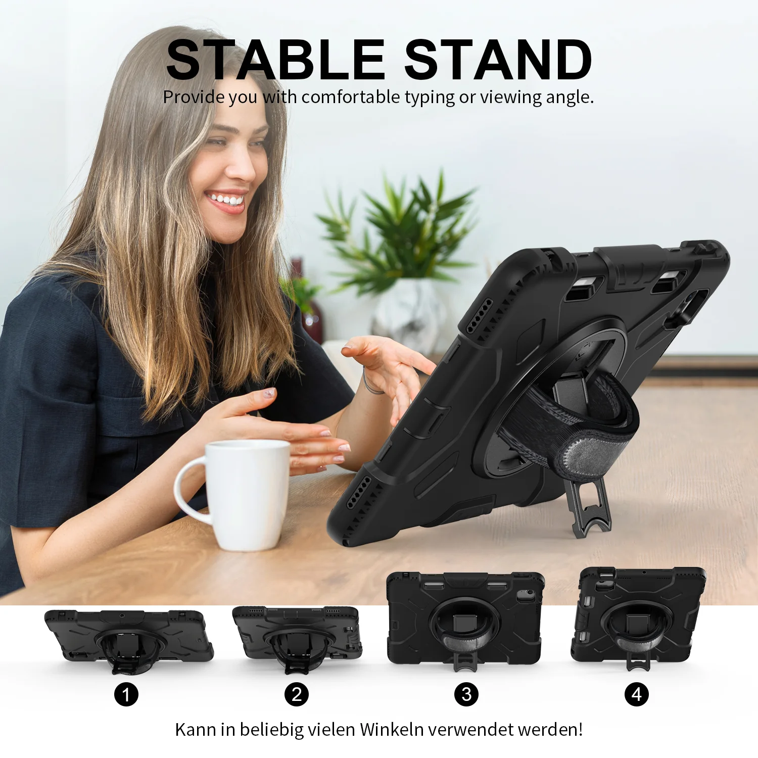 Rugged Case with Hand & Shoulder Strap iPad Air 6th 11 M2 2024 / M3 2025 - Black - Image 10