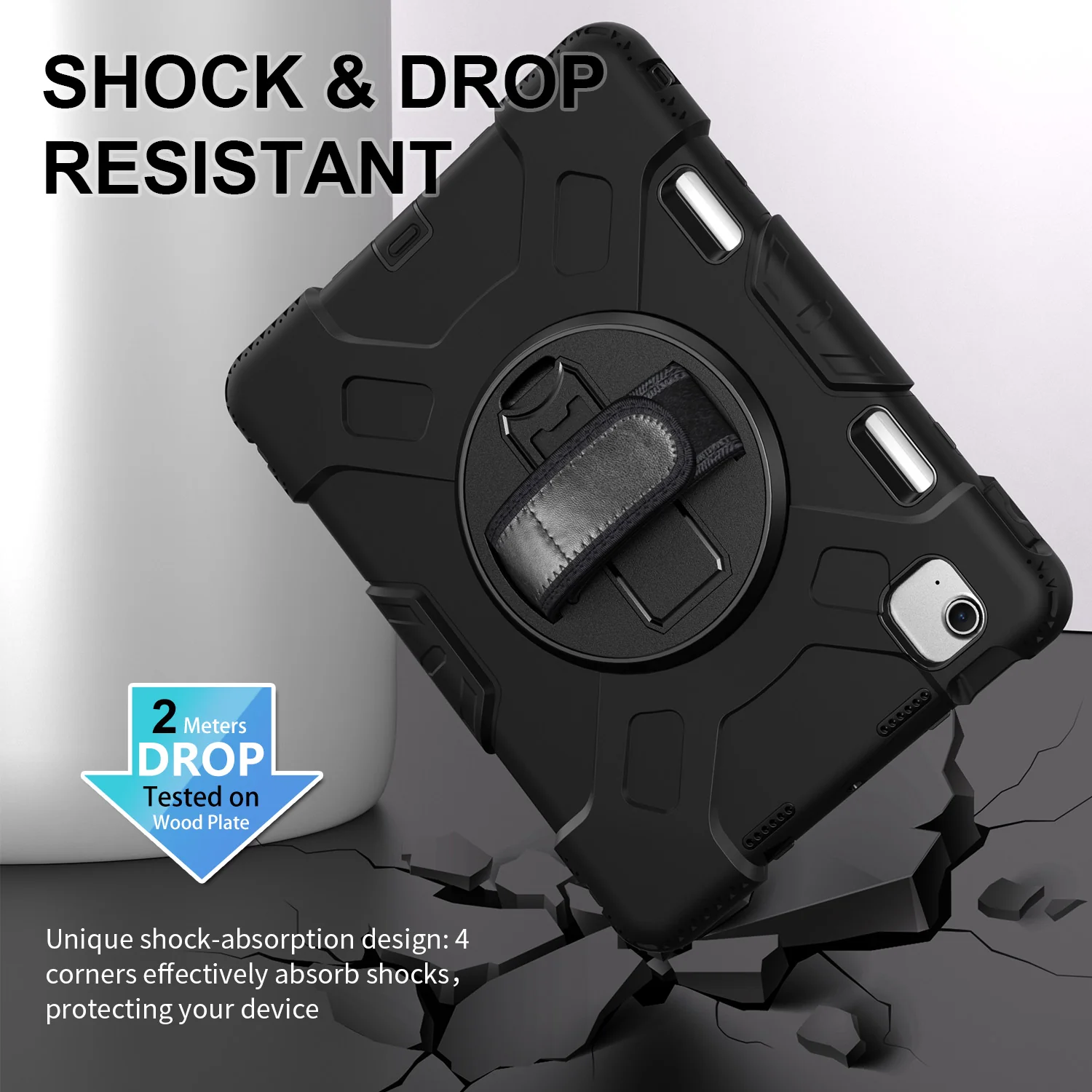 Rugged Case with Hand & Shoulder Strap iPad Air 6th 11 M2 2024 / M3 2025 - Black - Image 11