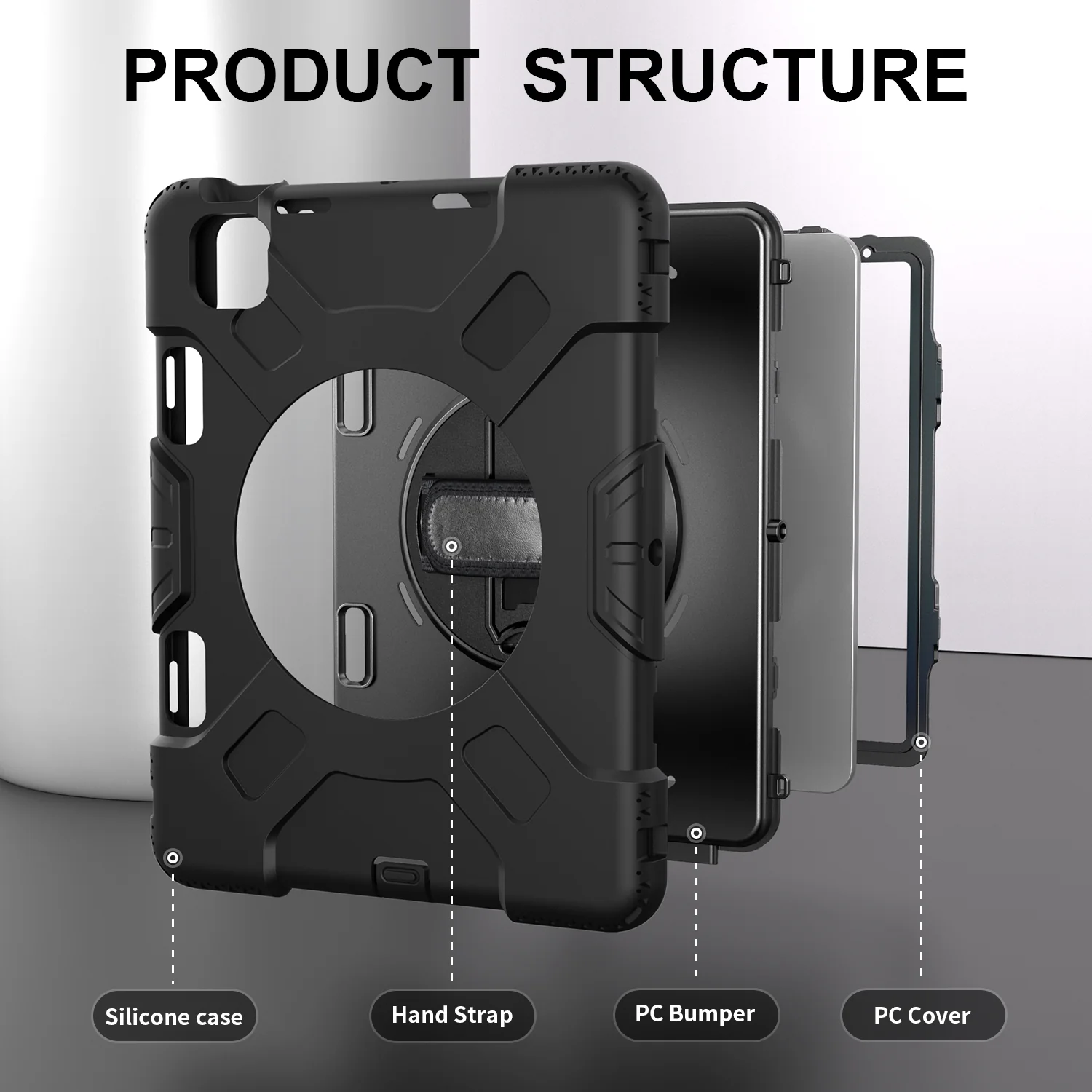 Rugged Case with Hand & Shoulder Strap iPad Air 6th 11 M2 2024 / M3 2025 - Black - Image 14