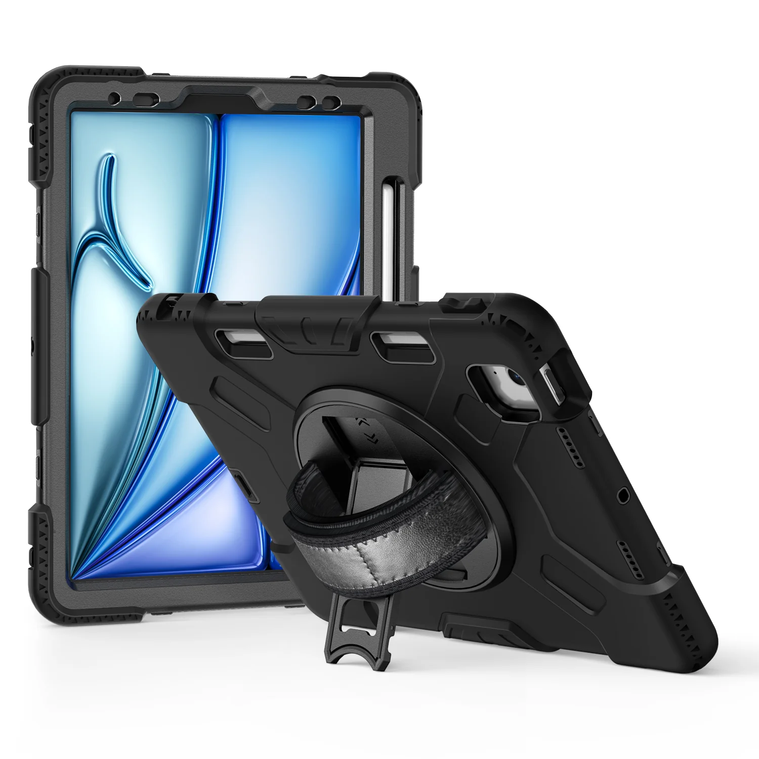 Rugged Case with Hand & Shoulder Strap iPad Air 6th 11 M2 2024 / M3 2025 - Black - Image 2