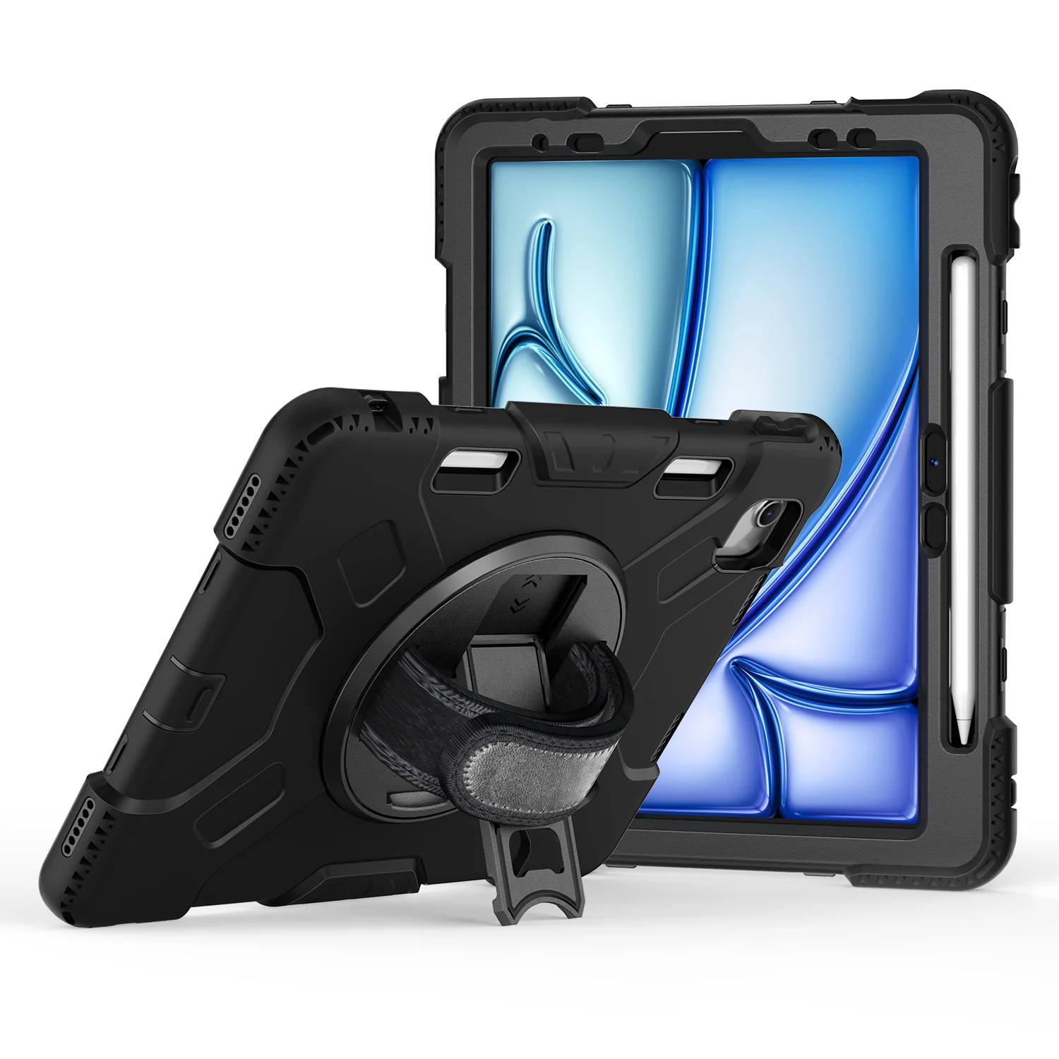 Rugged Case with Hand & Shoulder Strap iPad Air 6th 11 M2 2024 / M3 2025 - Black - Image 7