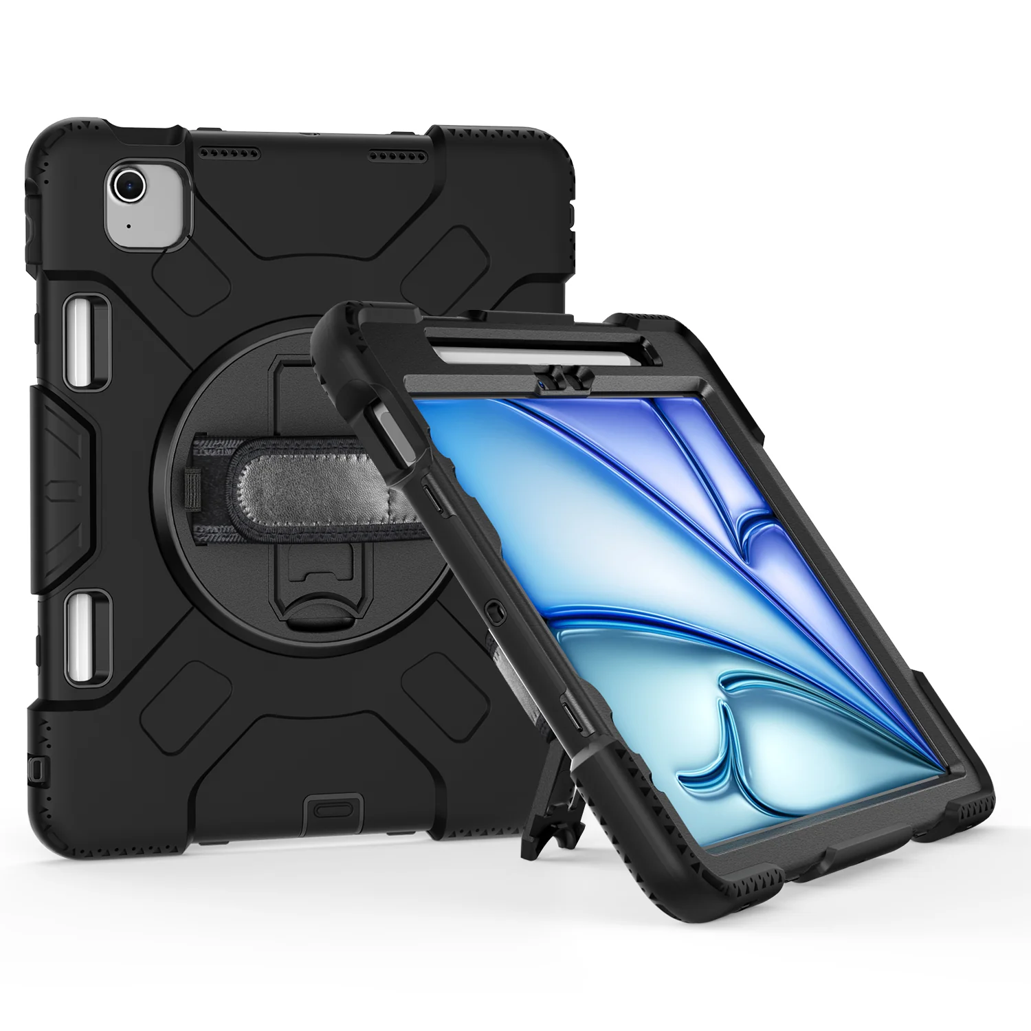 Rugged Case with Hand & Shoulder Strap iPad Air 6th 11 M2 2024 / M3 2025 - Black - Image 9