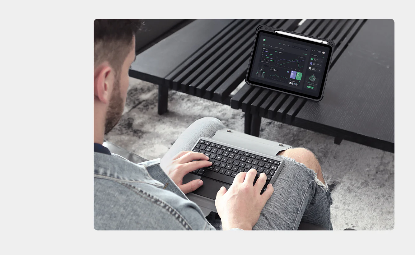 Rugged Detachable Keyboard & Trackpad Case iPad 10th / 11th Gen 10.9 inch - Black - Image 12