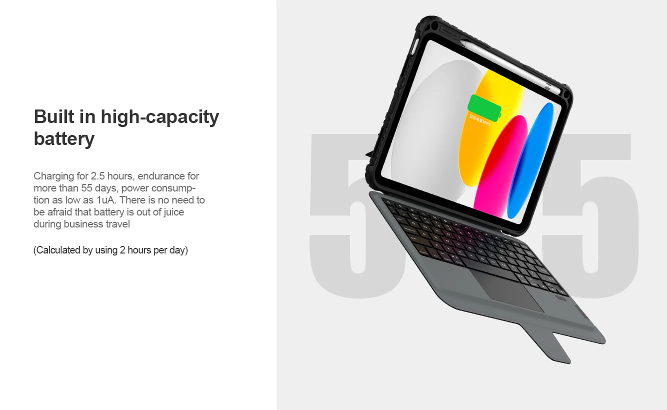 Rugged Detachable Keyboard & Trackpad Case iPad 10th / 11th Gen 10.9 inch - Black - Image 7