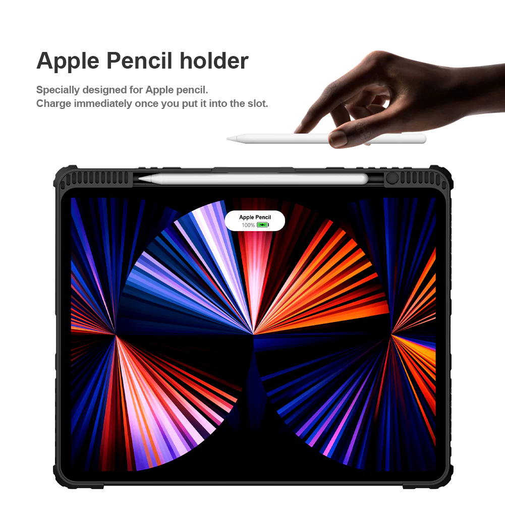 Rugged Detachable Keyboard & Trackpad Case iPad Air 13 M2 / M3 & Pro 12.9  3 4 5 6th Gen - Black - Image 2