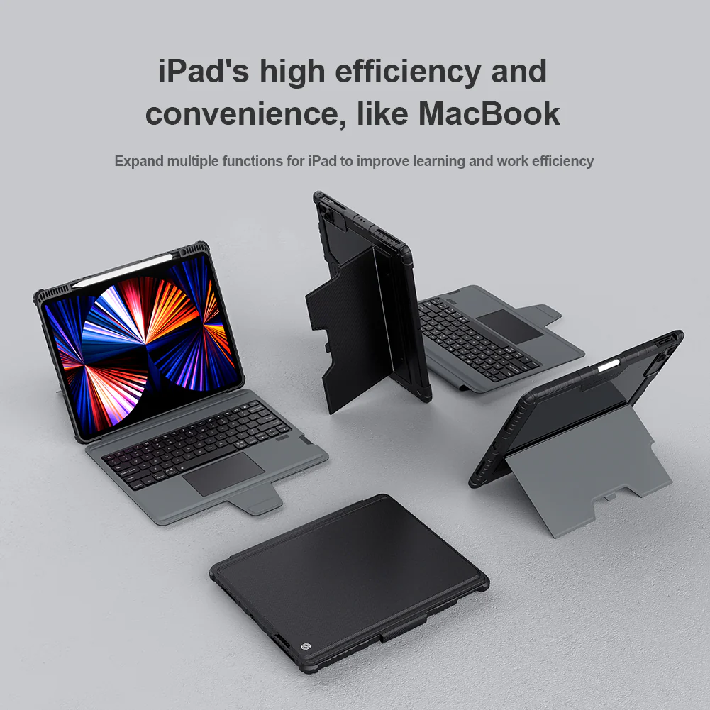 Rugged Detachable Keyboard & Trackpad Case iPad Air 13 M2 / M3 & Pro 12.9  3 4 5 6th Gen - Black - Image 6