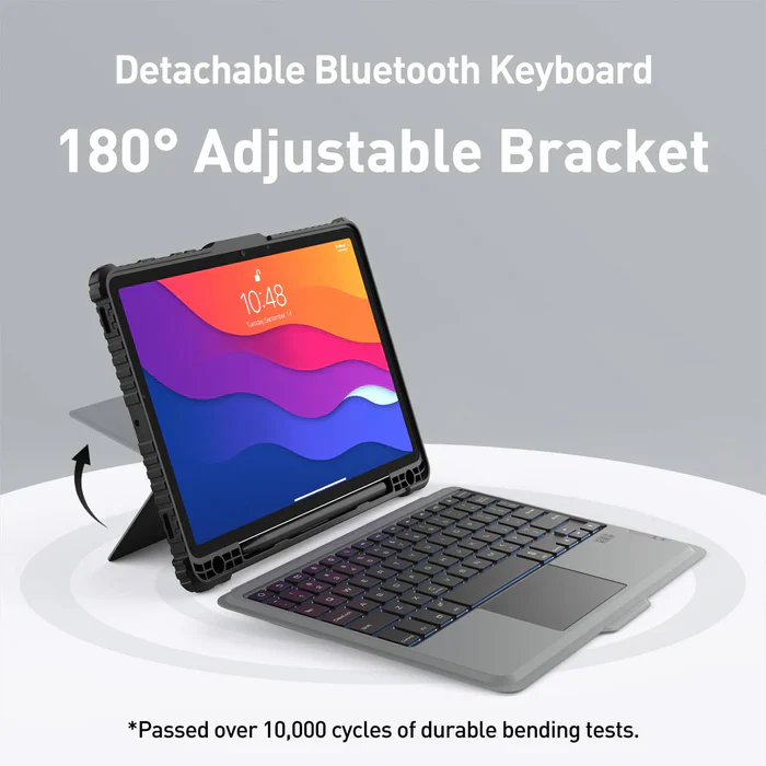 Rugged Detachable Keyboard & Trackpad Case Samsung Tab S9 / S10 FE - Black - Image 3