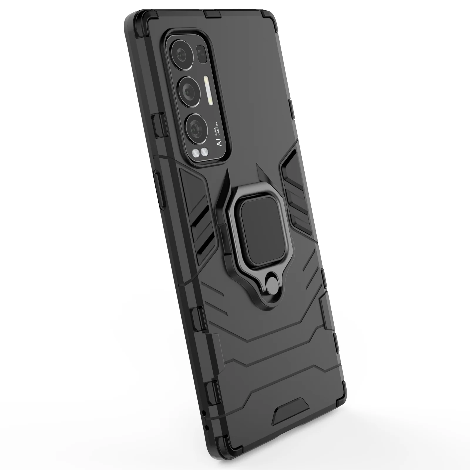 Rugged & Protective Armour Case Oppo X3 Neo Built in Ring Holder - Black - Image 7