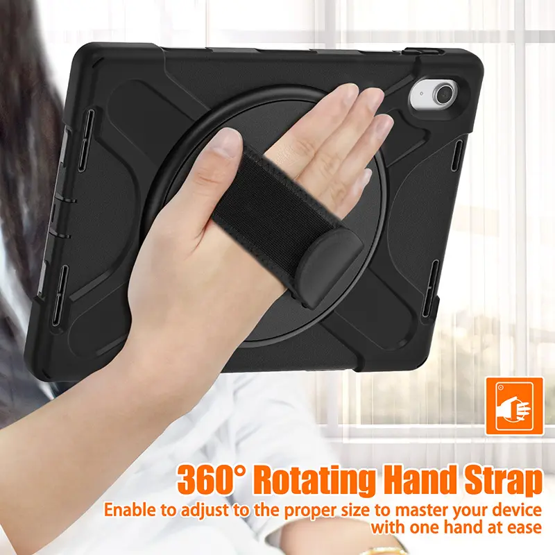 Rugged Protective Case Hand & Shoulder Strap iPad 10th / 11th Gen 10.9 inch - Black - Image 11