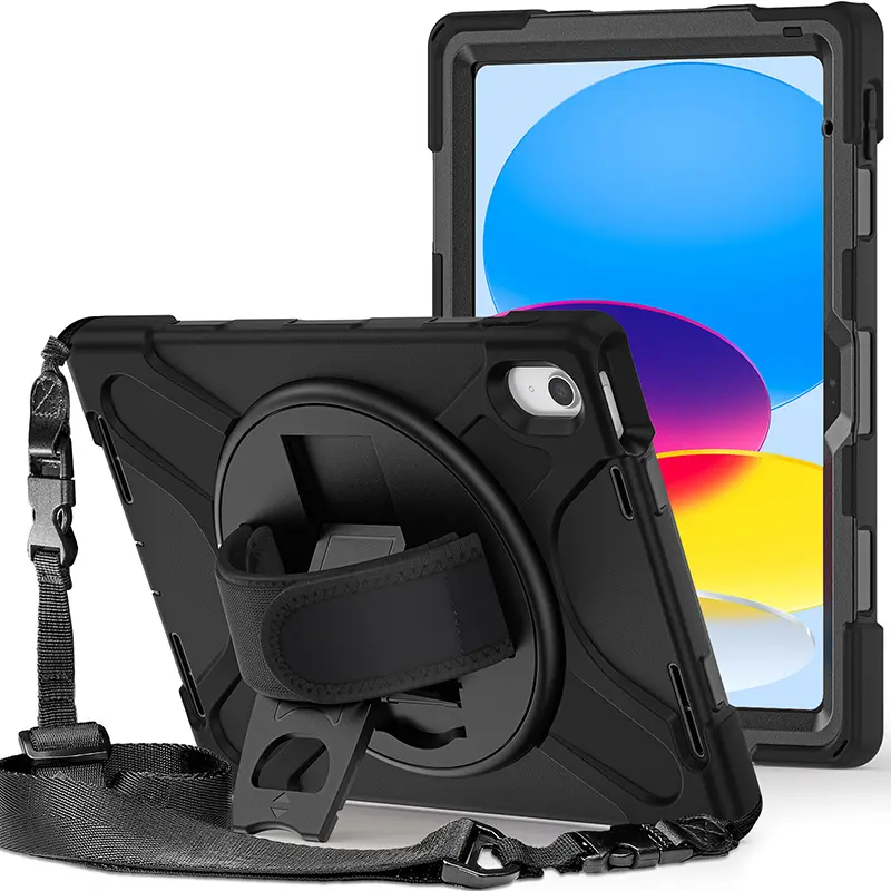 Rugged Protective Case Hand & Shoulder Strap iPad 10th / 11th Gen 10.9 inch - Black - Image 7