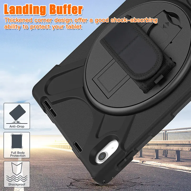 Rugged Protective Case Hand & Shoulder Strap iPad 10th / 11th Gen 10.9 inch - Black - Image 9