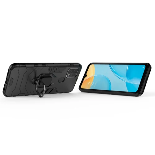 Rugged & Protective Armour Case Oppo A15 4G & 5G Built in Ring Holder - Black - Image 7