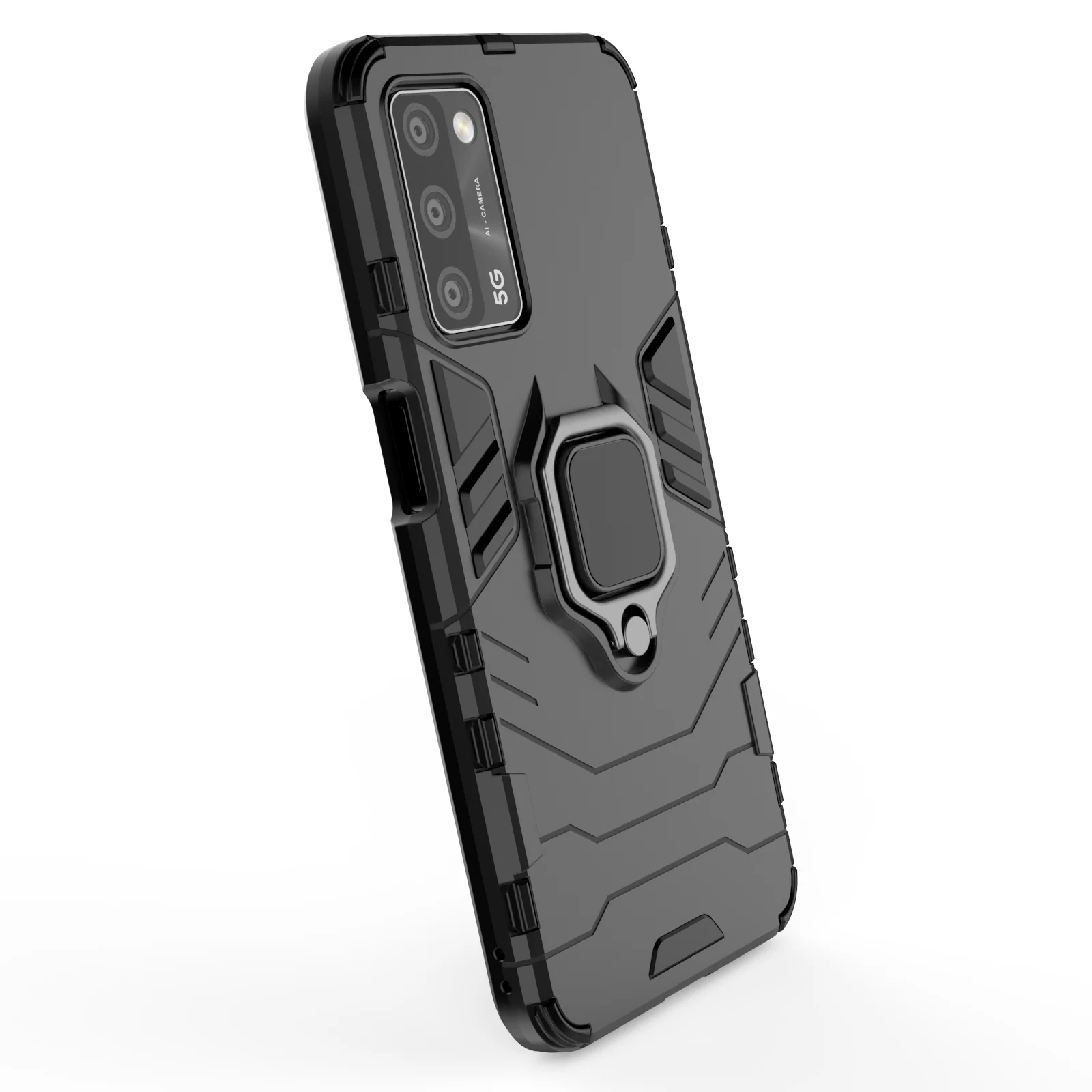 Rugged & Protective Case Oppo A16S & A54S with Ring Holder - Black - Image 6