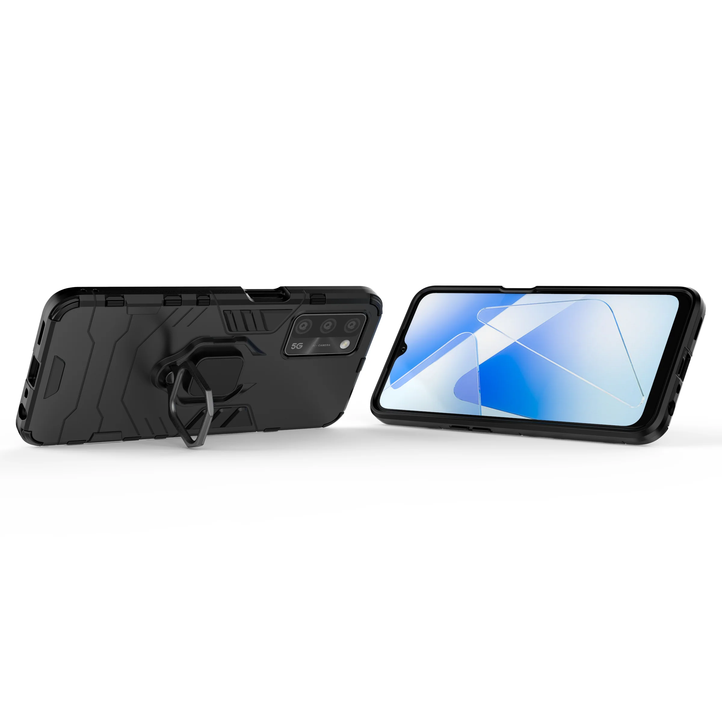 Rugged & Protective Case Oppo A16S & A54S with Ring Holder - Black - Image 7