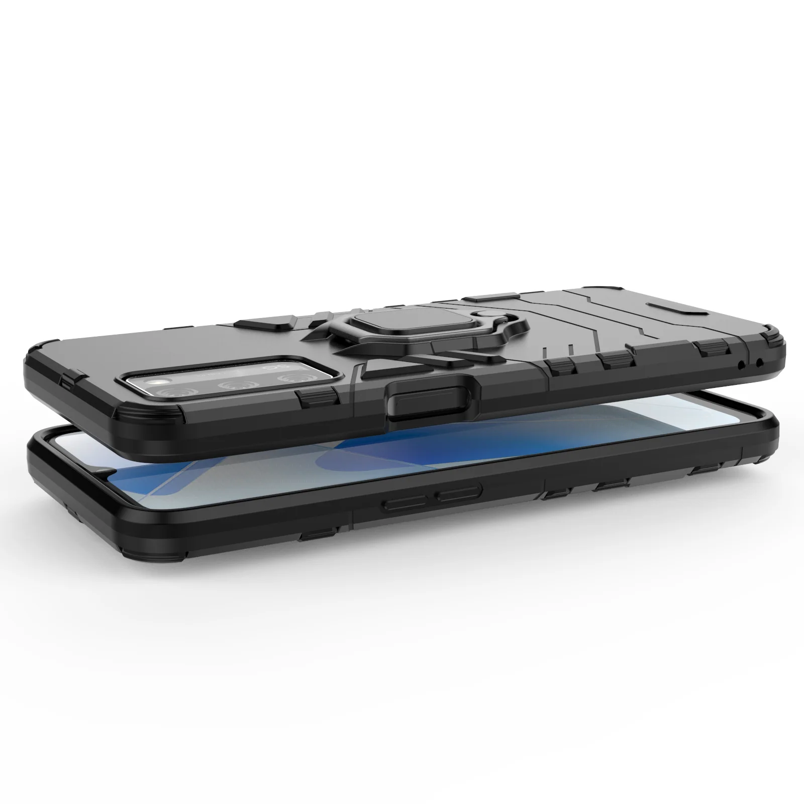 Rugged & Protective Case Oppo A16S & A54S with Ring Holder - Black - Image 9