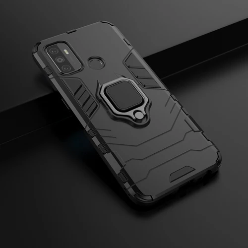 Rugged & Protective Armour Case Oppo A53 & A53S 4G Built in Ring Holder - Black - Image 3